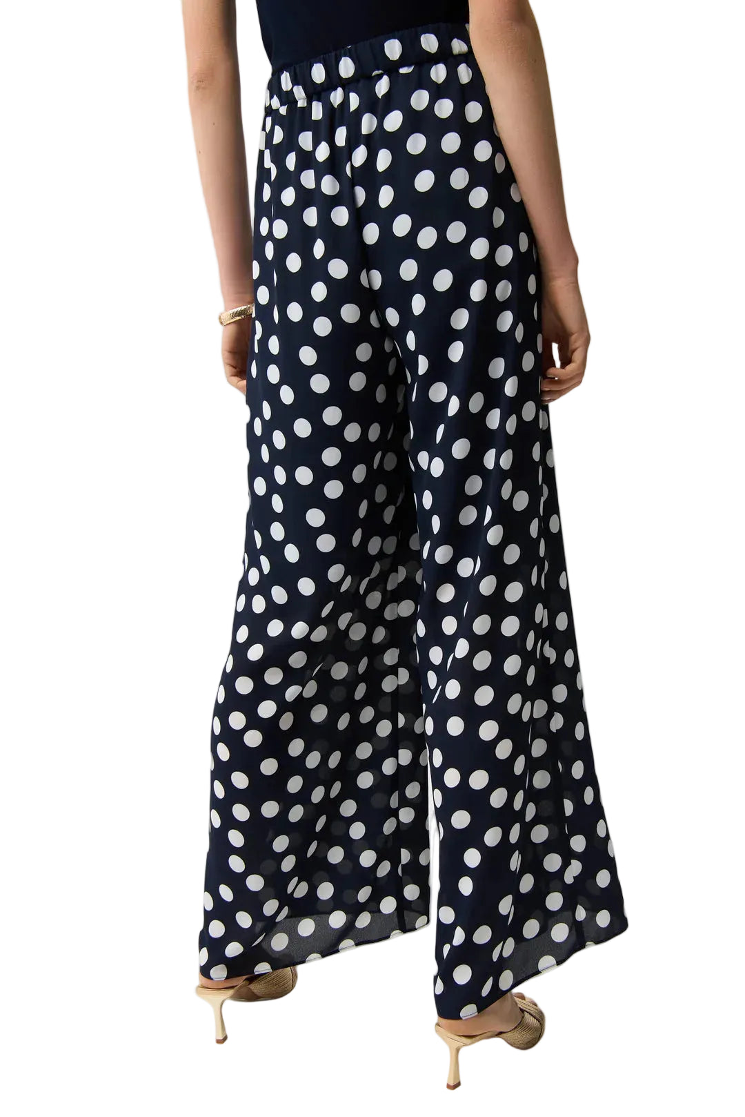 Joseph Ribkoff Dot Print Wide Leg Pants  (261305)(Midnight Blue)