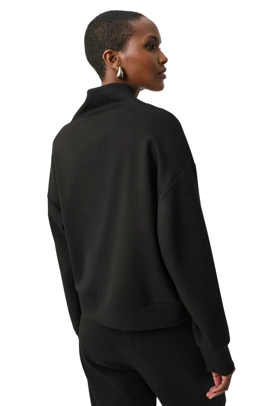 Joseph Ribkoff Sweatshirt With High Collar and Front Zipper (261610)(Black)
