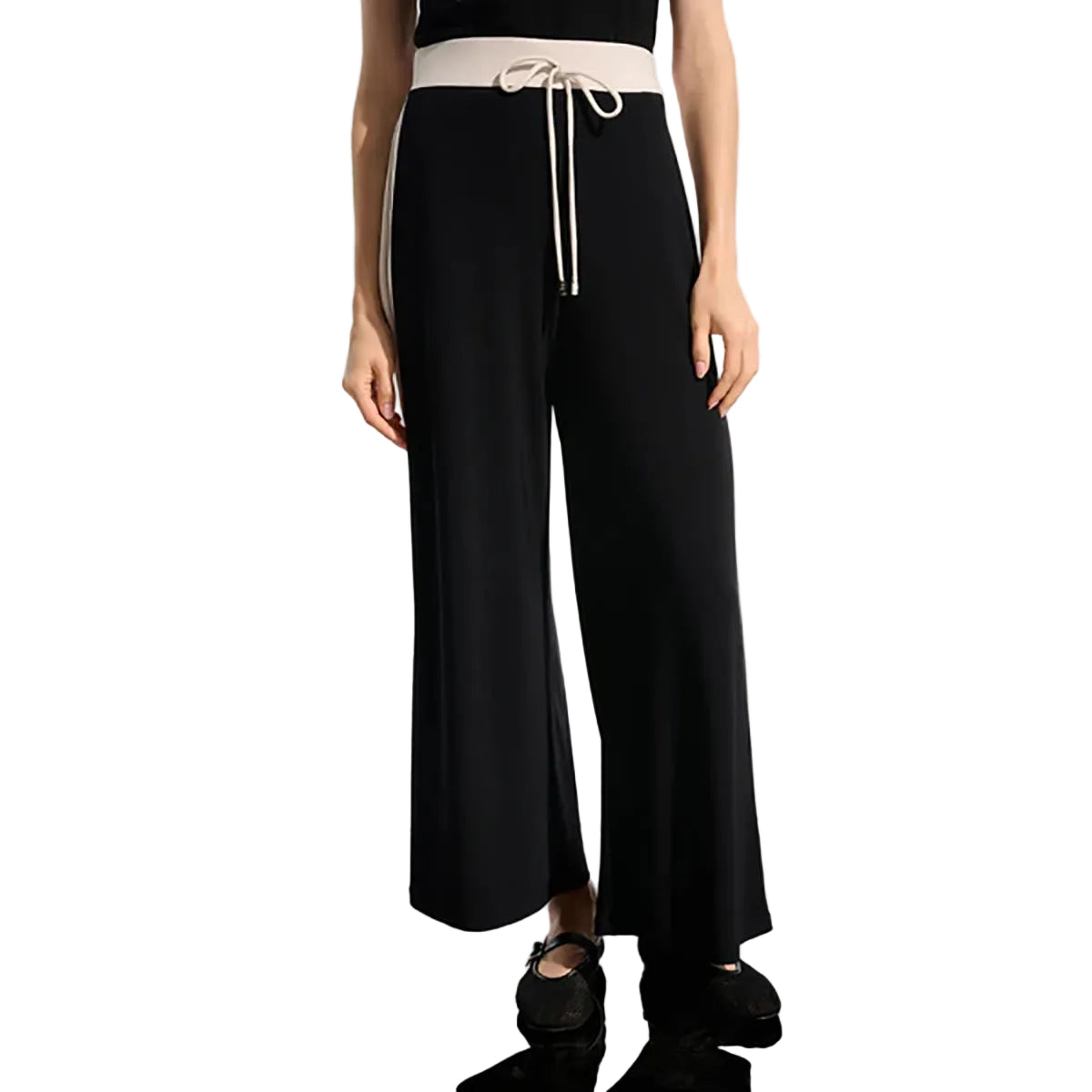 Joseph Ribkoff  Silky Knit Color Block Wide Leg Pull-On Pants (261612) (Black Moonstone )