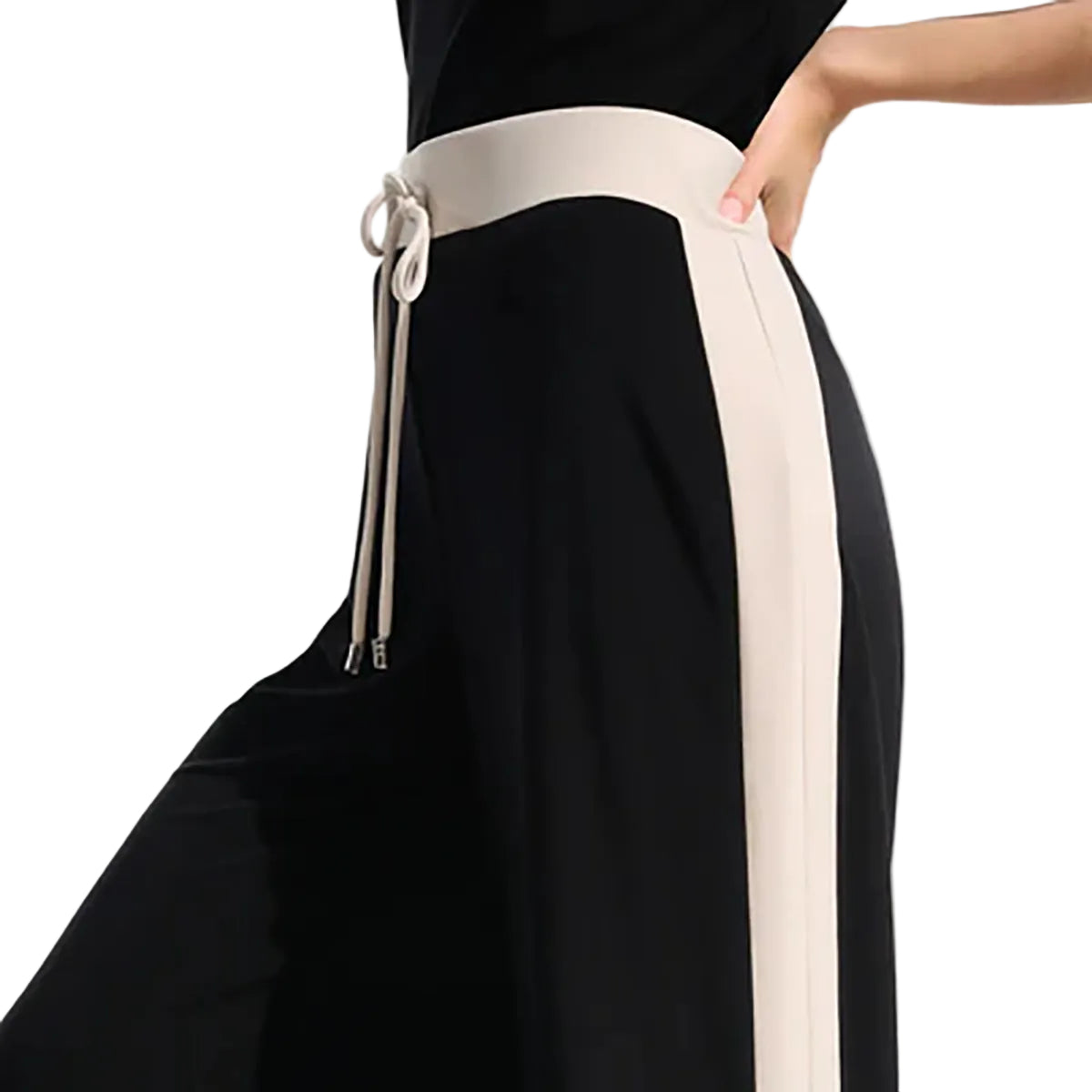 Joseph Ribkoff  Silky Knit Color Block Wide Leg Pull-On Pants (261612) (Black Moonstone )