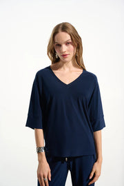 Joseph Ribkoff Indigo V-Neck Pullover Top