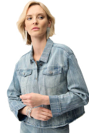 Joseph Ribkoff Denim Jacket With Rhinestones ( 261958)(Light Blue Denim)