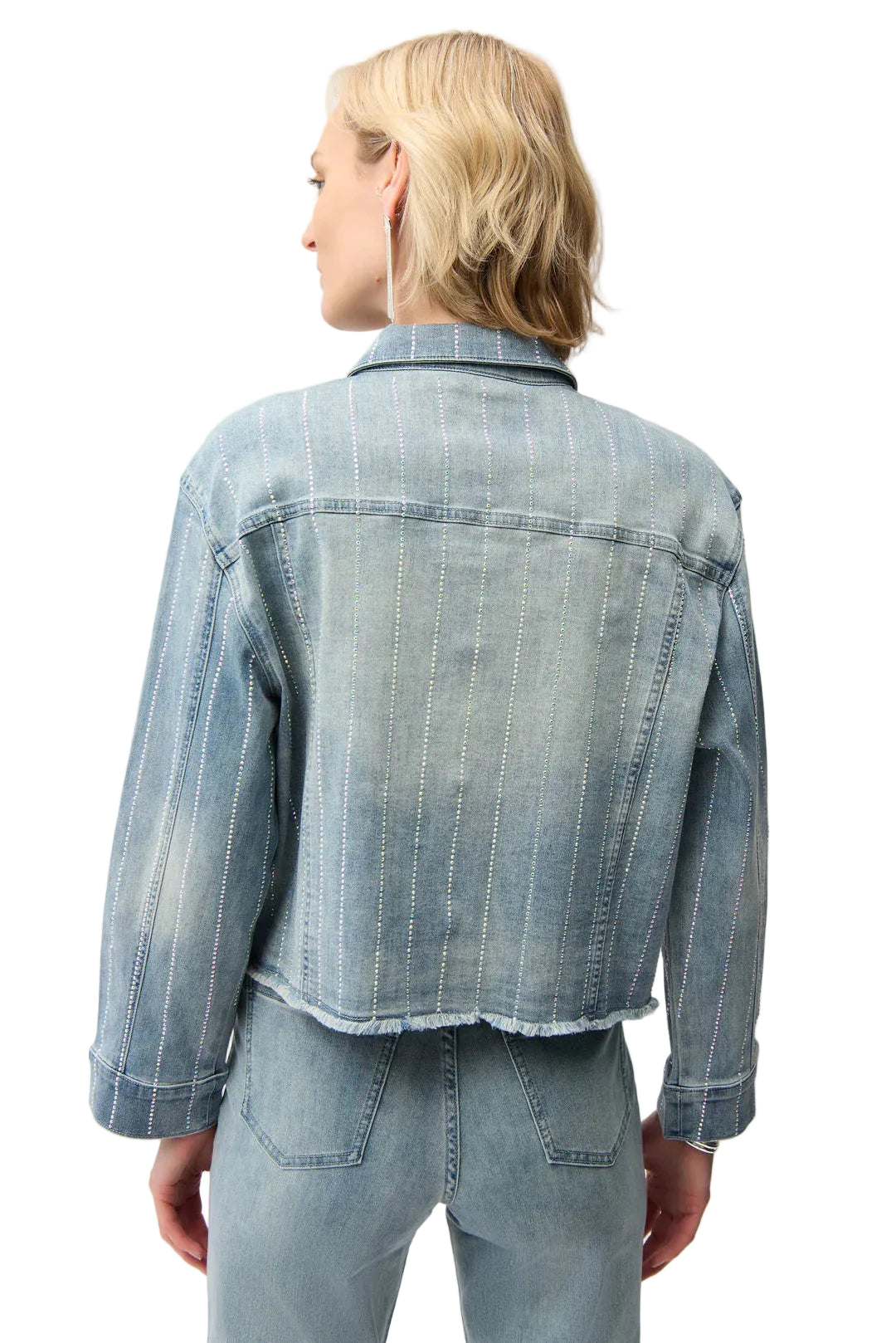 Joseph Ribkoff Denim Jacket With Rhinestones ( 261958)(Light Blue Denim)