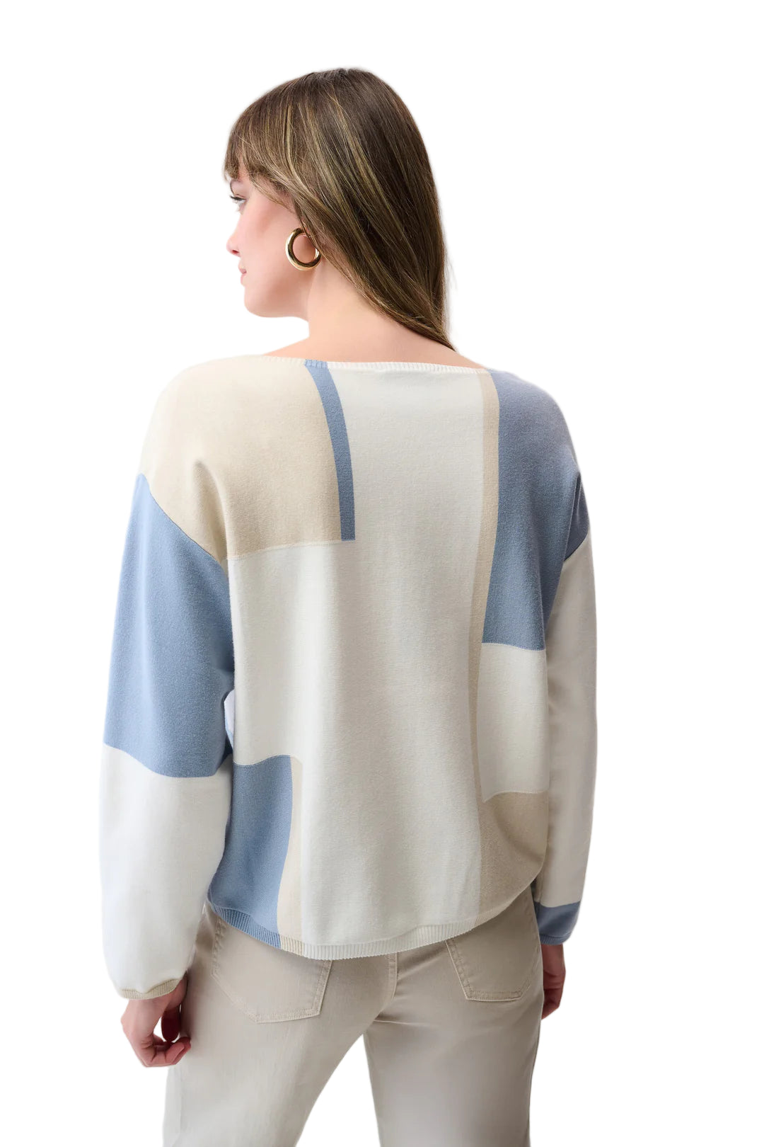 Joseph Ribkoff Color Block Pullover Sweater (WinterWht/Birch/Chambray)