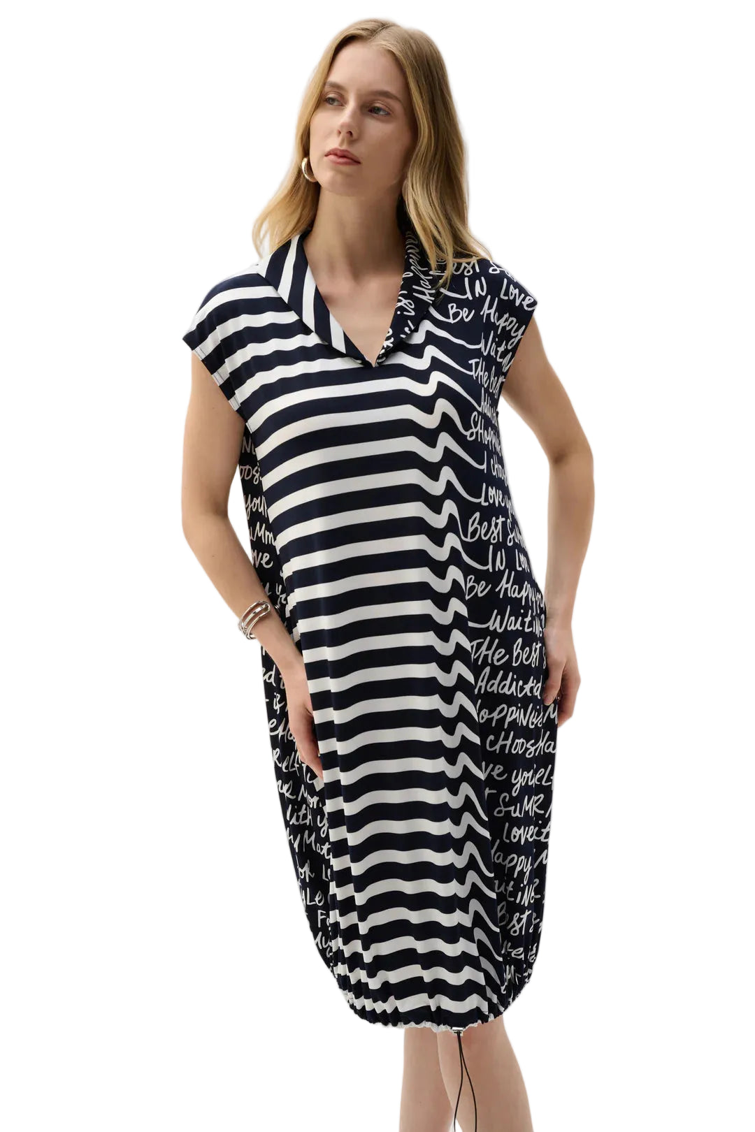 Joseph Ribkoff Conversational Print Cocoon Dress (262132)( Midnight Blue)