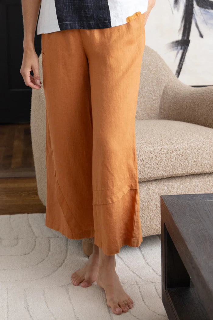 Olivia Crossroads Solid Flood Pant Flax Linen (260245) (Cinnamon)