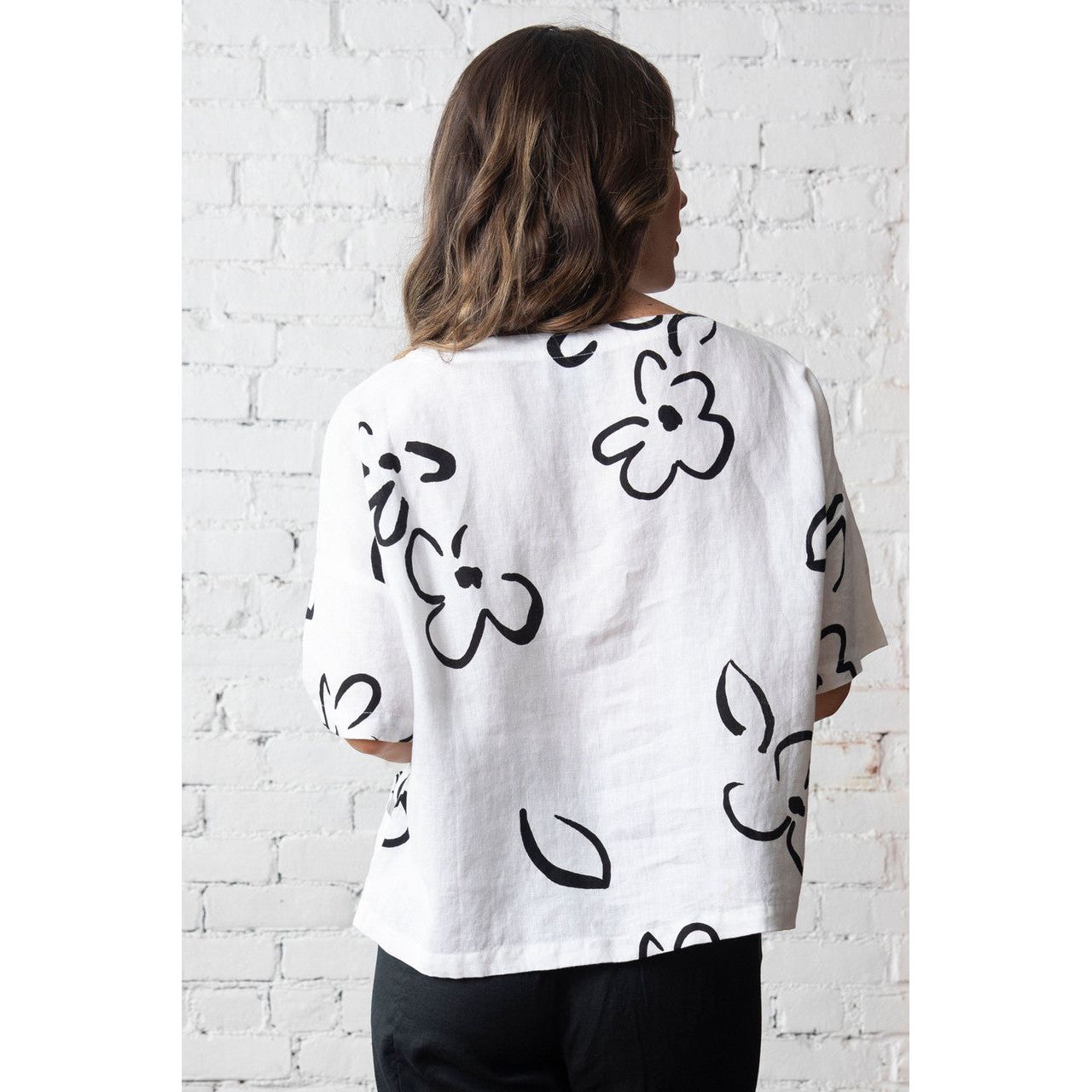 Olivia by Habitat Linen Print Soho Side Step Top