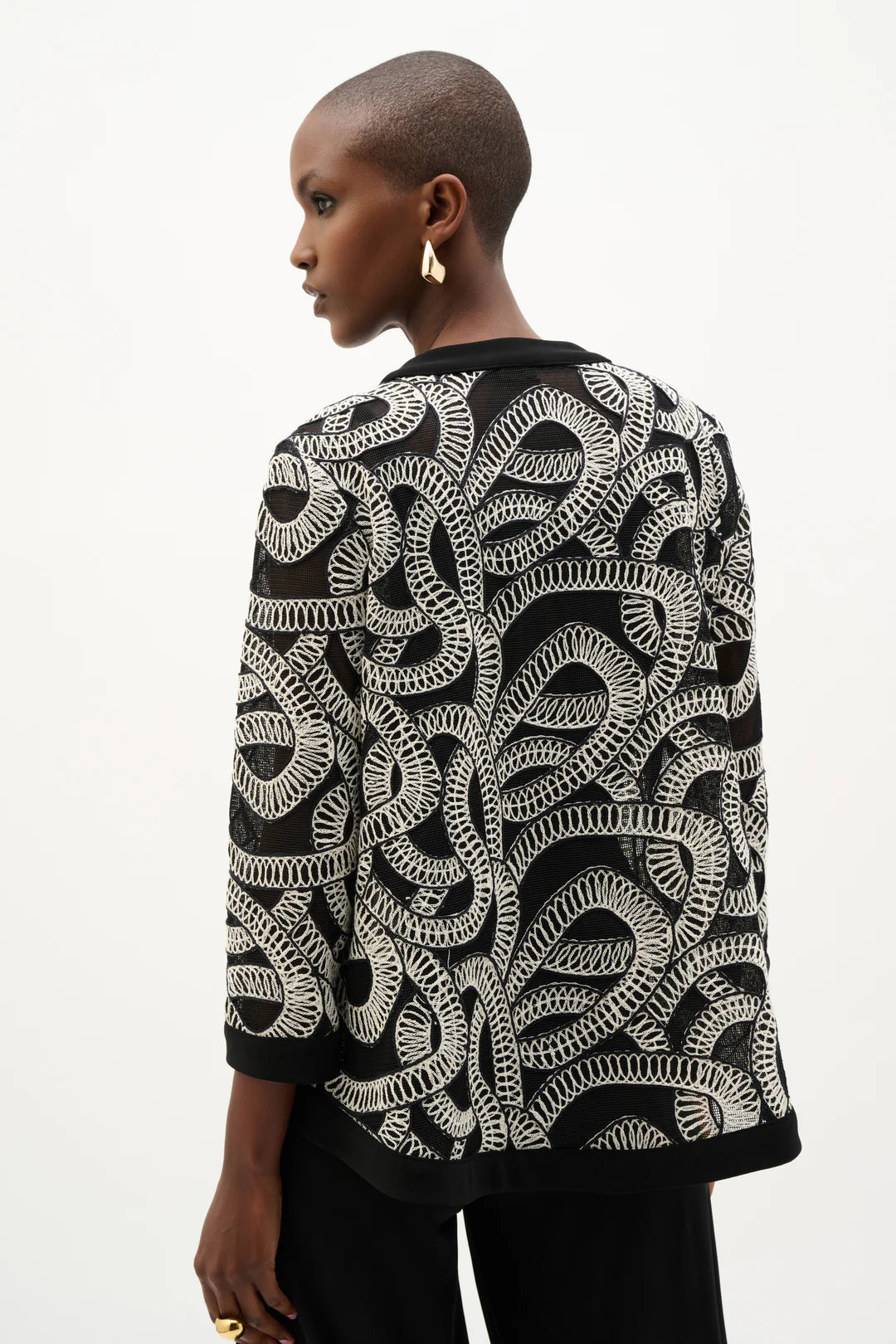 Joseph Ribkoff Abstract Print Swing Jacket (262207)(Black Off -White)