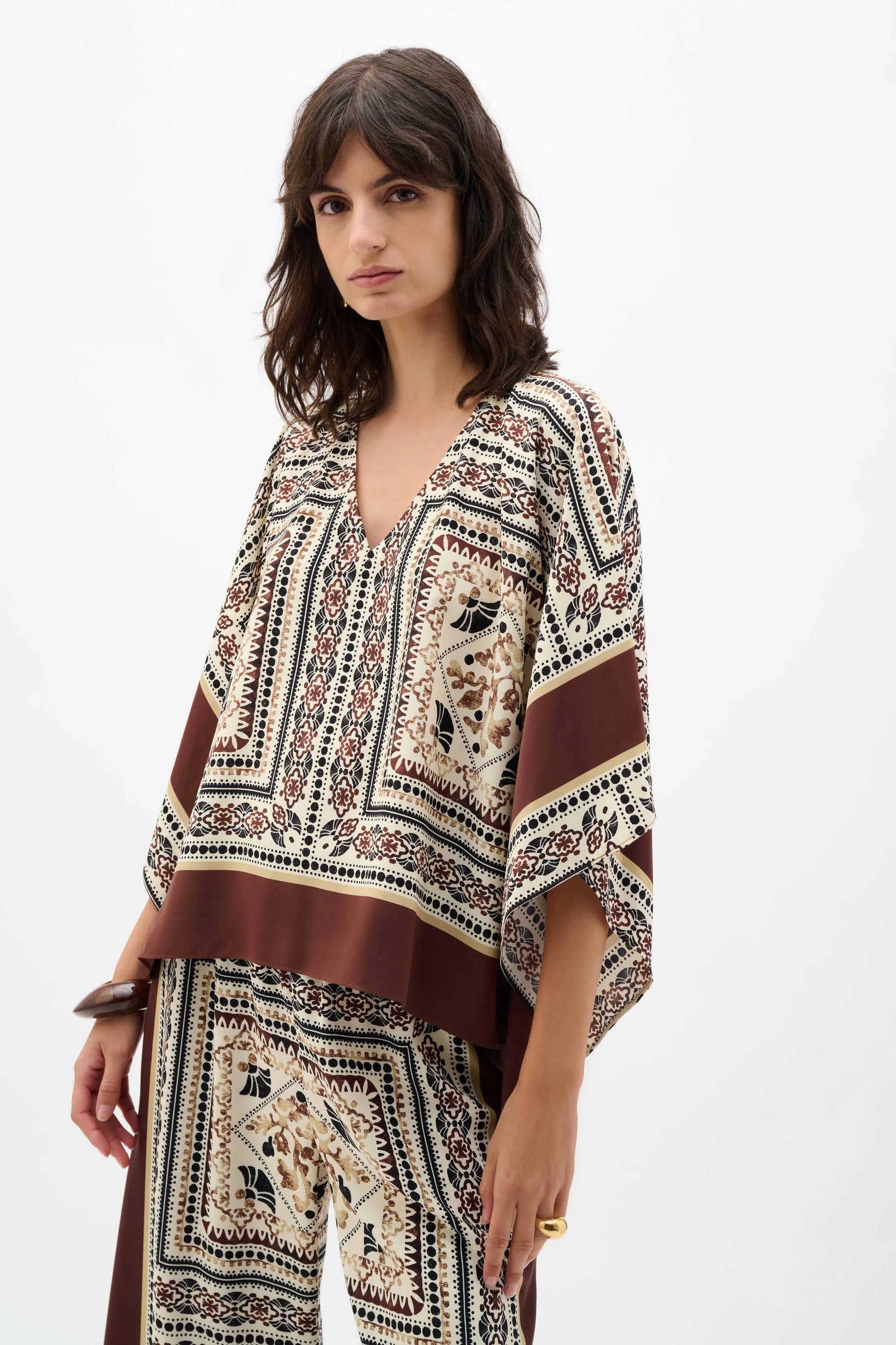 Joseph Floral Poncho Top (262260)(Beige/Multi)