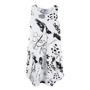 Shana Airflow Abstract Print Cocoon Bubble Tank Dress (26251)(Black and White)