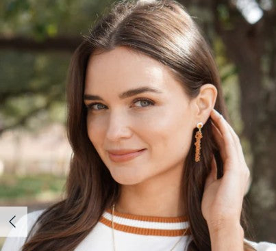 Texas Longhorn Canvas Enamel Longhorn Autograph Earrings (GLD) (26258E-TEX)