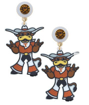 Texas Longhorn Canvas Howdy Hook'em Resin Mascot Earrings (B0/WHT) (26264E-TEX)