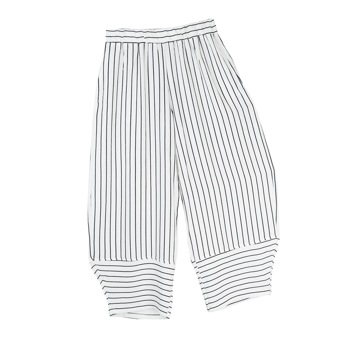 Shana Airflow Stripe Crop  Pant (2624) (White & Black )