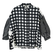 Shana Oversized Mix Media Jacket (26304) (Black White)