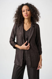 Joseph Ribkoff Pleated Satin Open Blazer (263050)(Mocha)