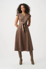 Joseph Ribkoff Scuba Suede Fit and Flare  Dress (263105)(Mink)