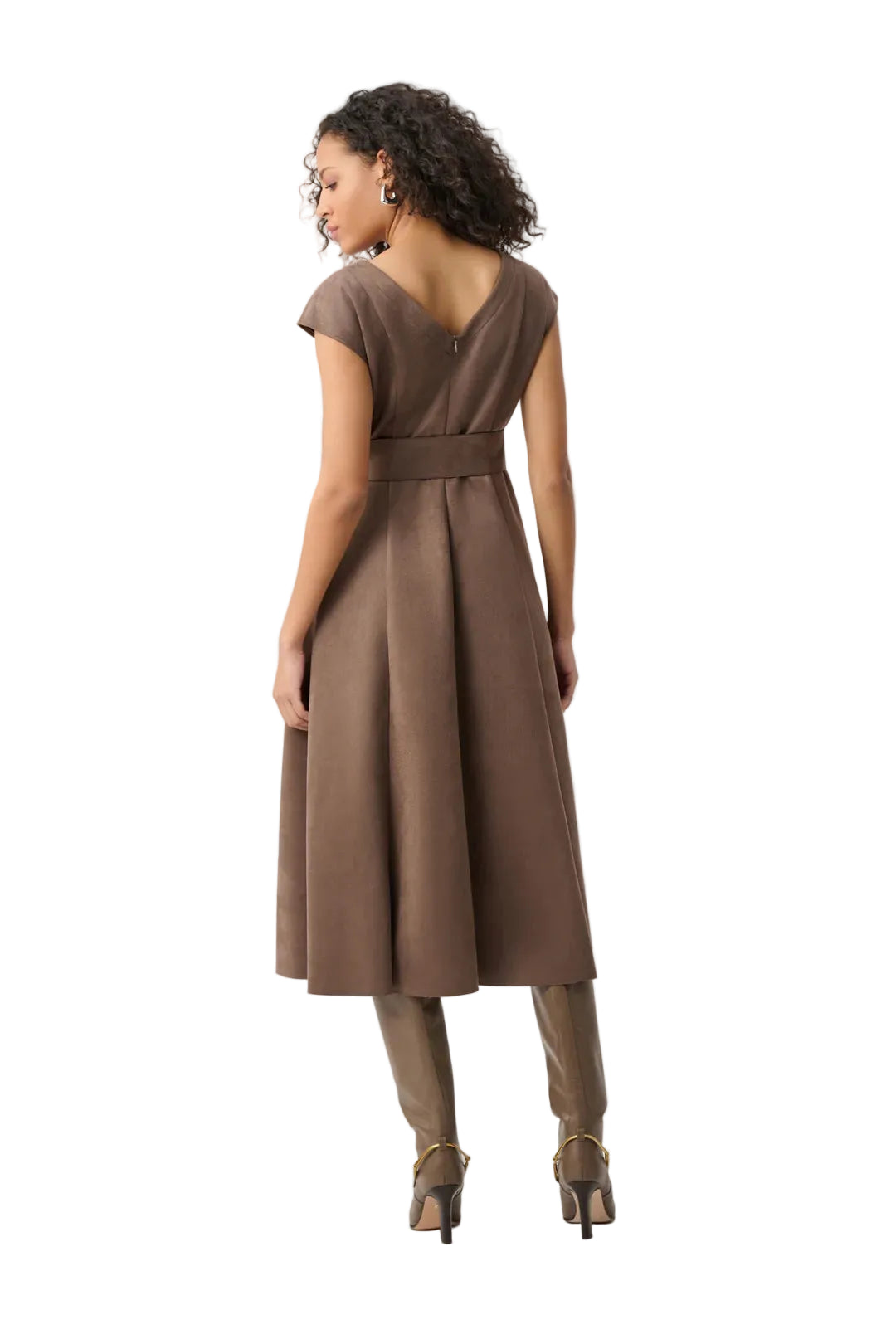 Joseph Ribkoff Scuba Suede Fit and Flare  Dress (263105)(Mink)