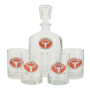 Heritage Captain chest with Decanter and   4 old fashion tumblers