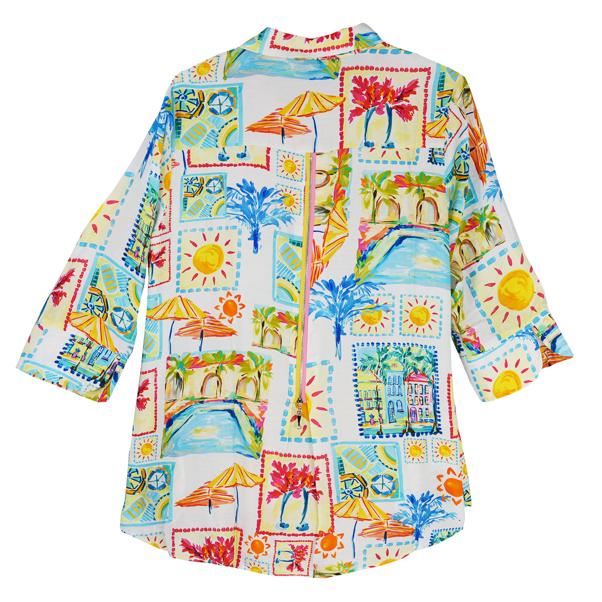 Shana Tropical Zip back Tunic Blouse (26349)
