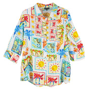 Shana Tropical Zip back Tunic Blouse (26349)