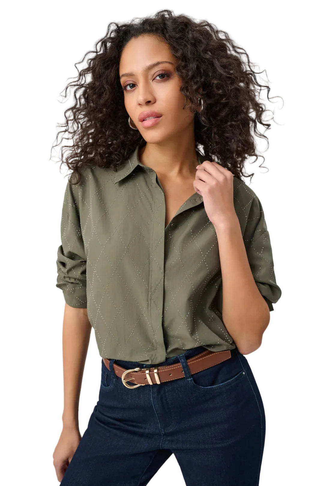 Joseph Ribkoff Boxy Blouse With All-Over Rhinestone Detail (263922)