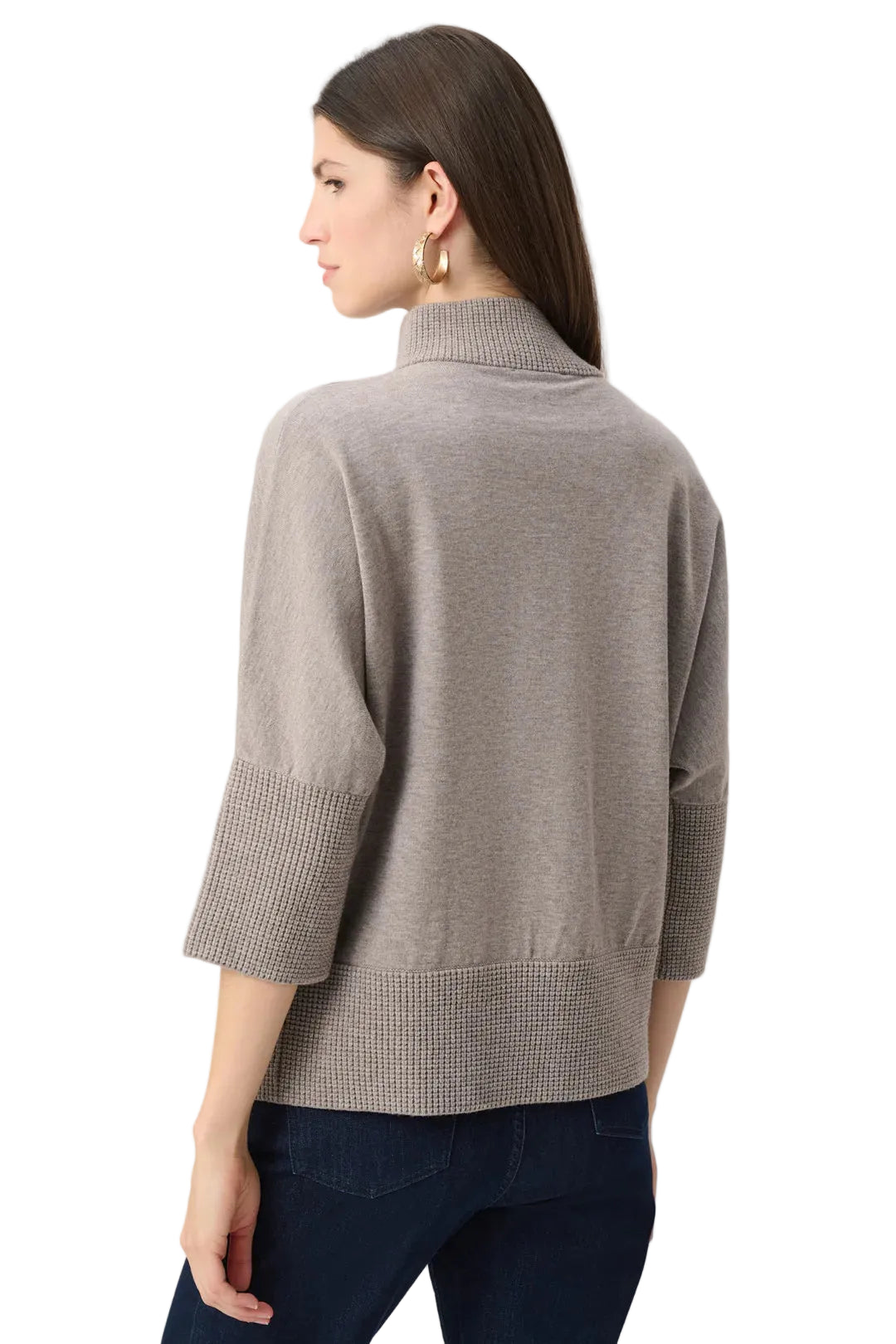 Joseph Ribkoff Funnel Neck Zipper Sweater (263937) (Taupe Melange)