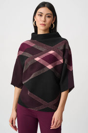 Joseph Ribkoff Geometric Cowl Poncho (263947)(Black/Multi)