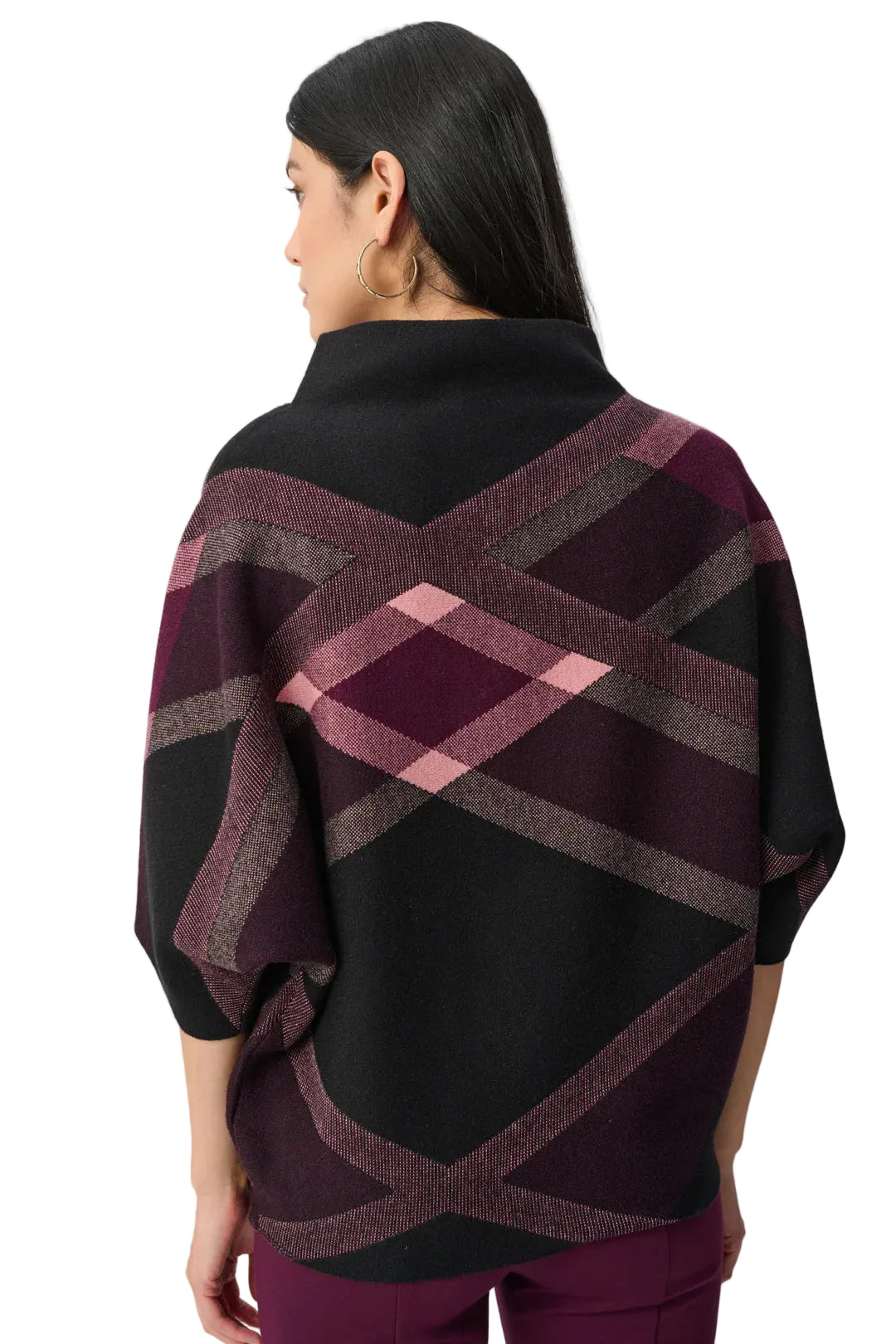 Joseph Ribkoff Geometric Cowl Poncho (263947)(Black/Multi)
