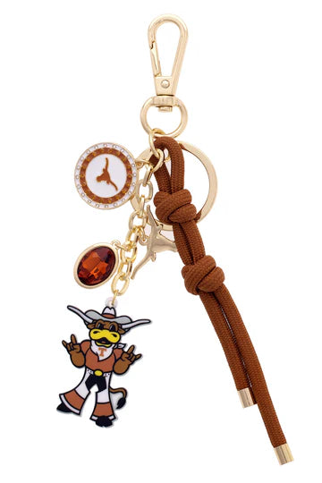 Texas Longhorn Canvas Cluster Bag Charm Enamel With Howdy Hook'em Bag Charm  (Burnt Orange) (26426BC-TEX)