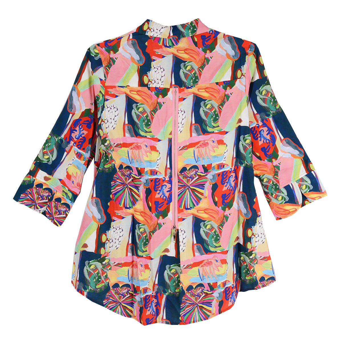 Shana Kaleidoscope Multi Zip back Tunic Blouse (26509) (Multi )