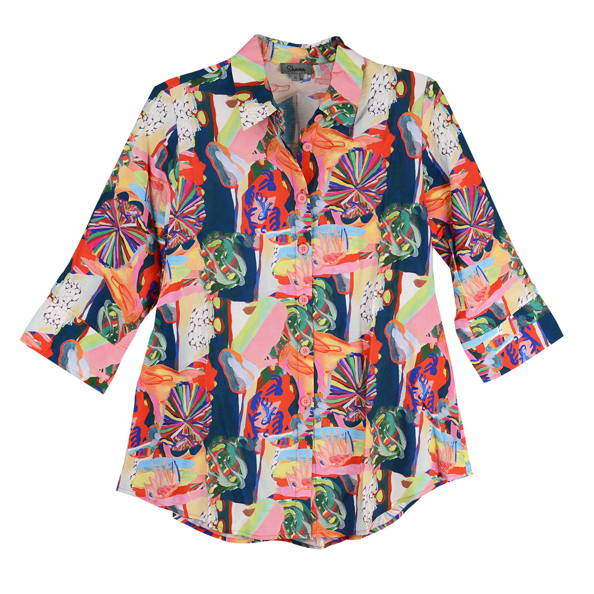 Shana Kaleidoscope Multi Zip back Tunic Blouse (26509) (Multi )