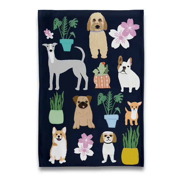 Naked Decor Dogs with Plants Tea Towel