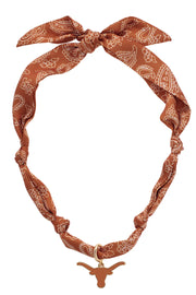 Texas Longhorn Canvas Enamel Longhorn Logo Bandana Necklace (Burnt Orange) (26800N-TEX)