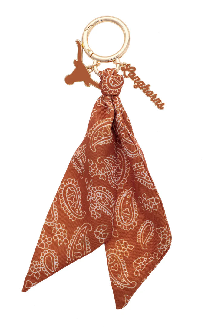 Texas Longhorn Canvas Enamel Longhorn Logo Bandana Bag Charm (Burnt Orange) (26801BC-Tex)