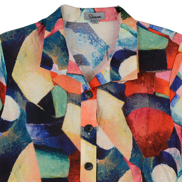 Shana Abstract Print Sport Flap Pocket Shirt (26803)(Multi)