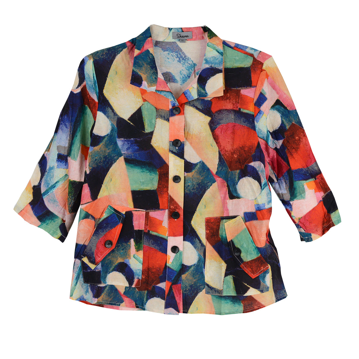 Shana Abstract Print Sport Flap Pocket Shirt (26803)(Multi)