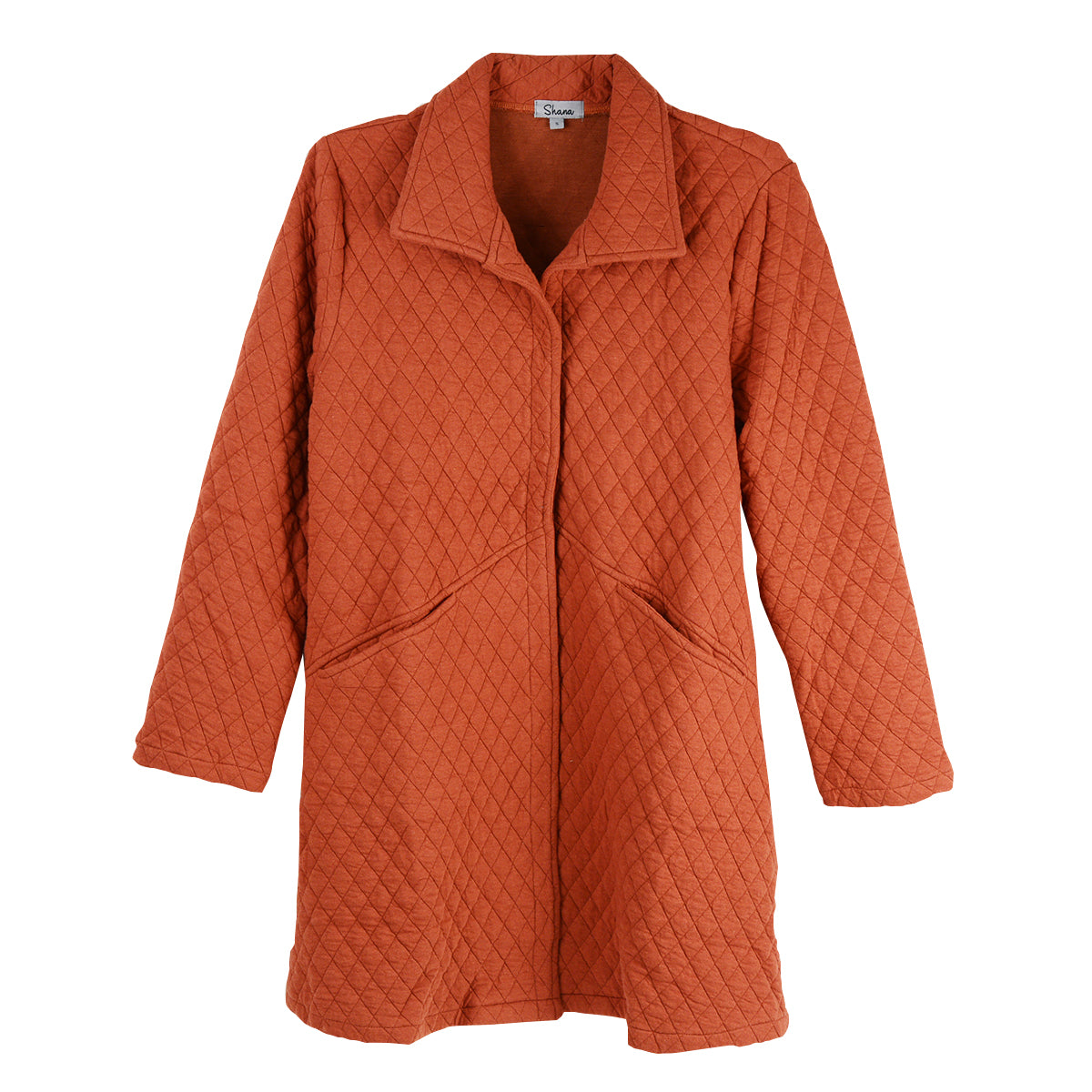 Shana Quilted Long Jacket (26843) (Rust)