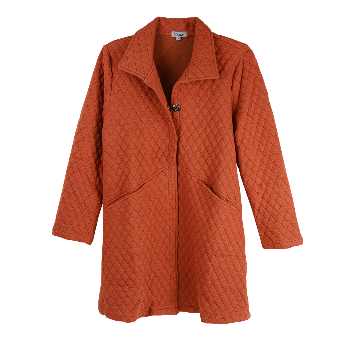 Shana Quilted Long Jacket (26843) (Rust)