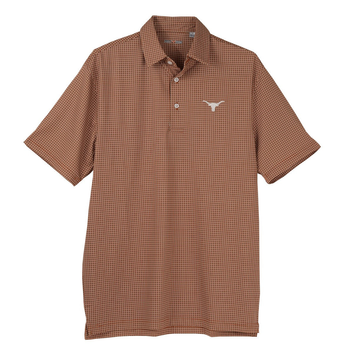 Texas Longhorn 40 Acres Mens Big Rick Ecotec Polo (26881) BO/TINY GRID