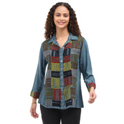Parsley & Sage India Embroidered Shirt (26F547G) (Teal)