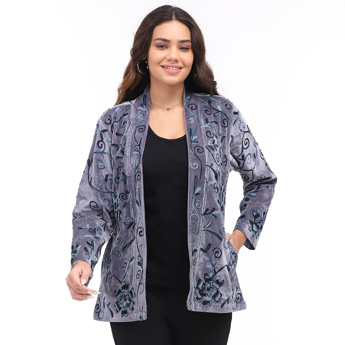 Parsley & Sage Nova Embroidered  Open Front Jacket (26F567E)