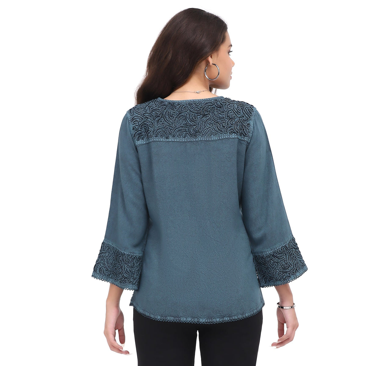 Parsley & Sage Patchwork Print Blaze Top (26F590C) (Teal)