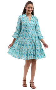 Parsley & Sage Elsie Print Pintuck Tiered Dress (26S441D)