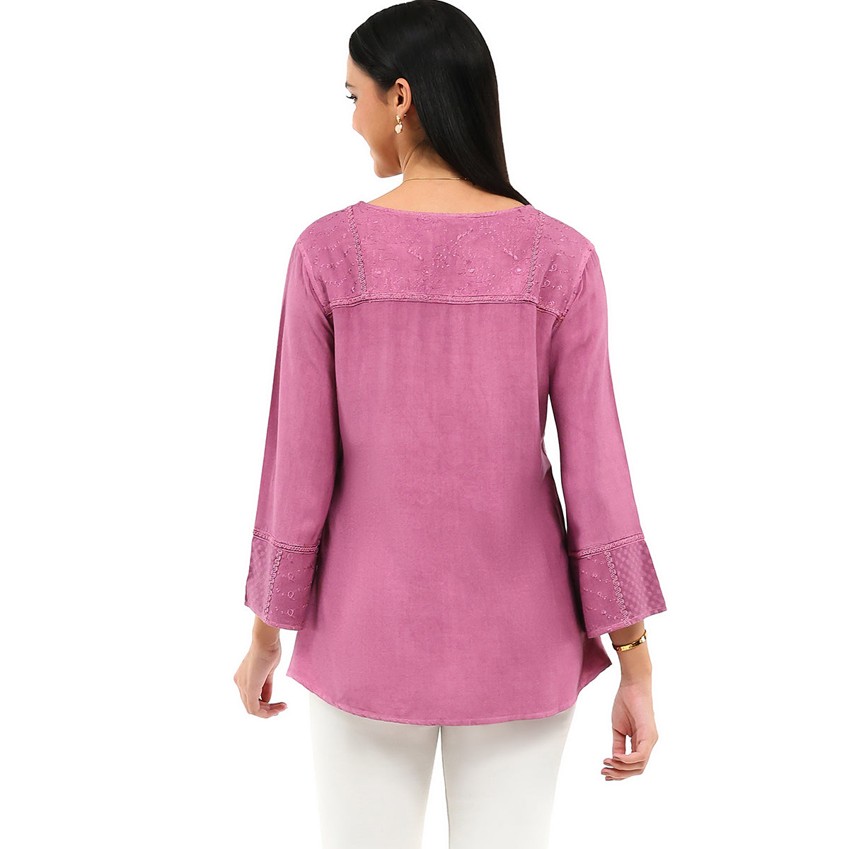 Parsley & Sage Embroidered Mineral Wash Winnie Top (Plum)(26S481C)