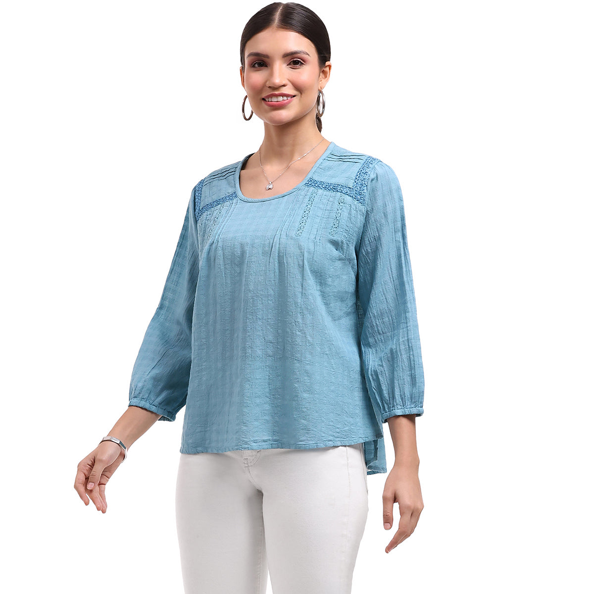 Parsley & Sage Cotton Gauze Zara Top (Teal)(26S482C)