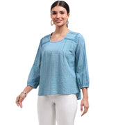 Parsley & Sage Cotton Gauze Zara Top (Teal)(26S482C)