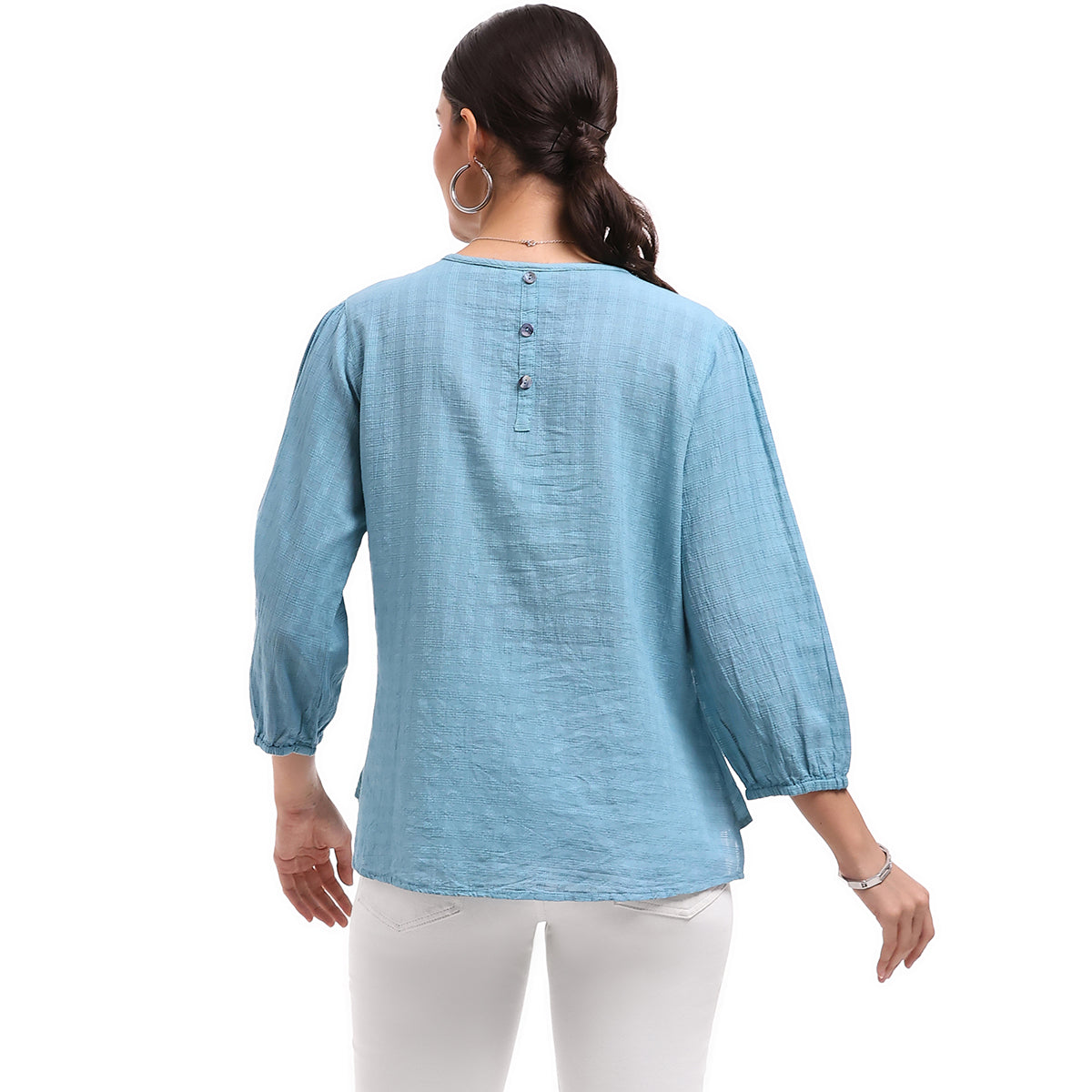 Parsley & Sage Cotton Gauze Zara Top (Teal)(26S482C)