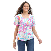 Parsley & Sage DeeDee Groovy Print Short Sleeve Top (26T03B33)