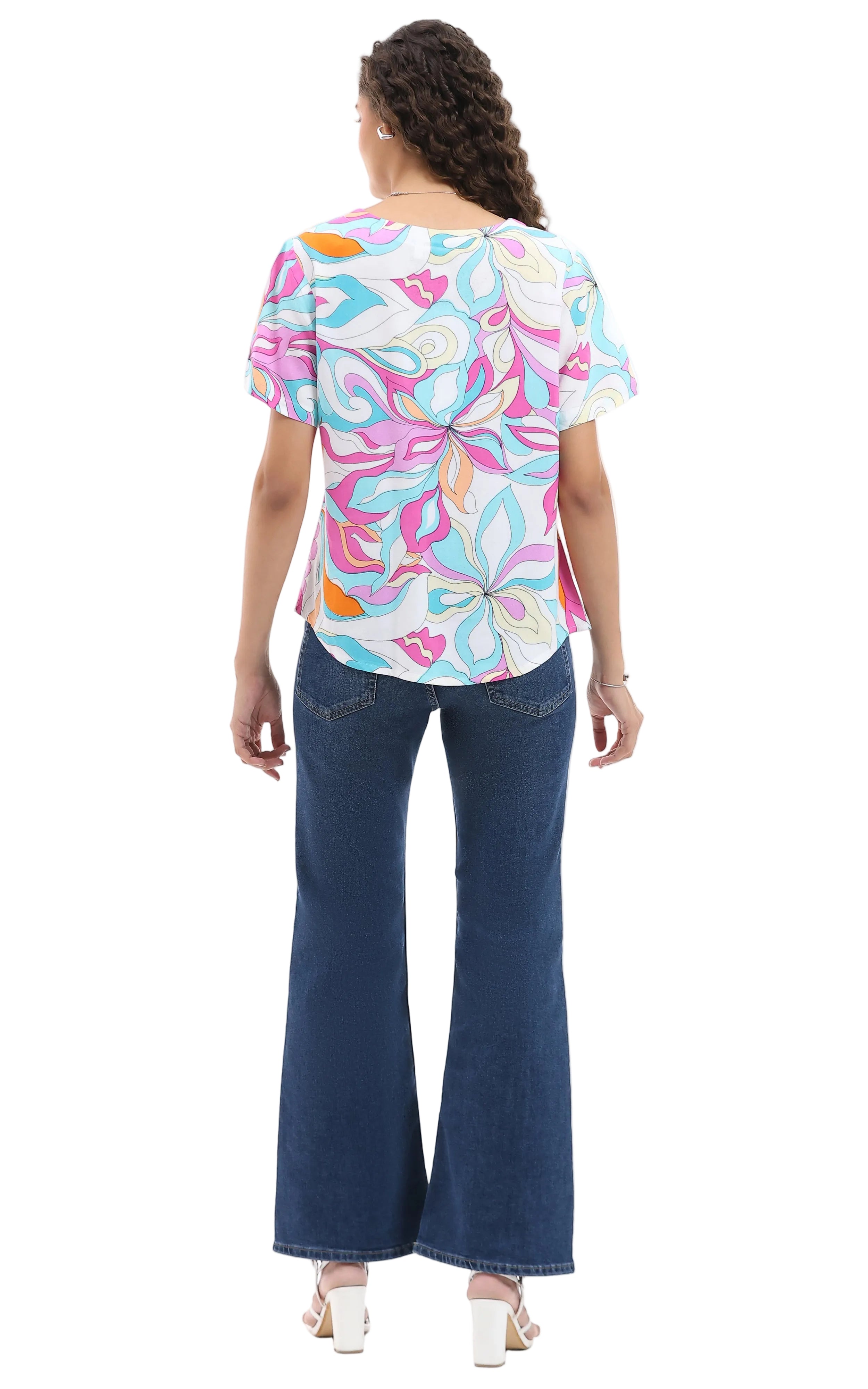 Parsley & Sage DeeDee Groovy Print Short Sleeve Top (26T03B33)
