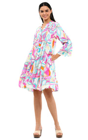 Parsley & Sage DeeDee Groovy  Print Pin tuck Tiered Dress (26T03D2)